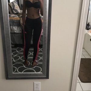 Pink and Black striped adidas pants